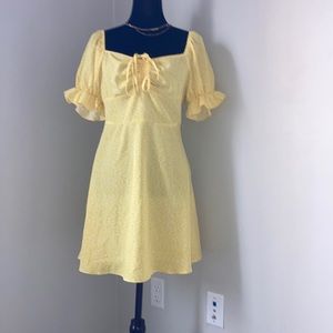 ♻️Yellow Puff Sleeve Dress
